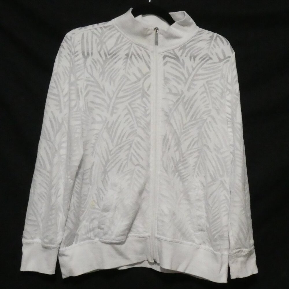 CORAL BAY ENERGY | large | Zip Up White Burnout Exercise Jacket With Pockets